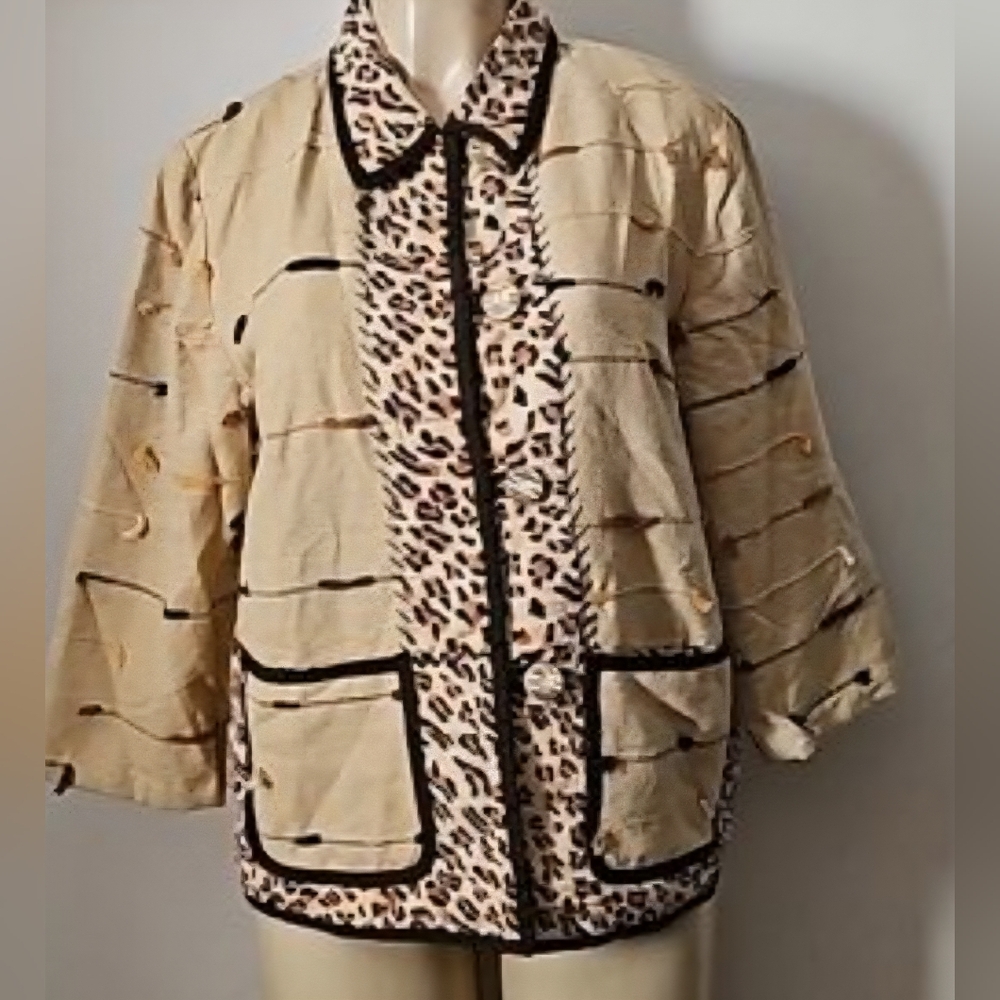 INDIGO MOON | Leopard Trim Jacket | Small - Picture 3 of 4